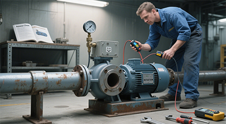 Nola egiaztatu ponpa biraketa norabidea zuzena den ala ez